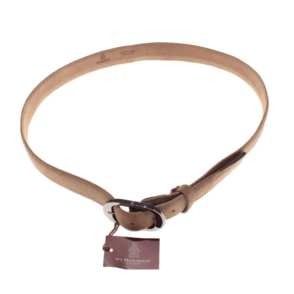 Di Bianco NWT Cut to Size Dress Belt In Solid Brown Suede Leather One Size